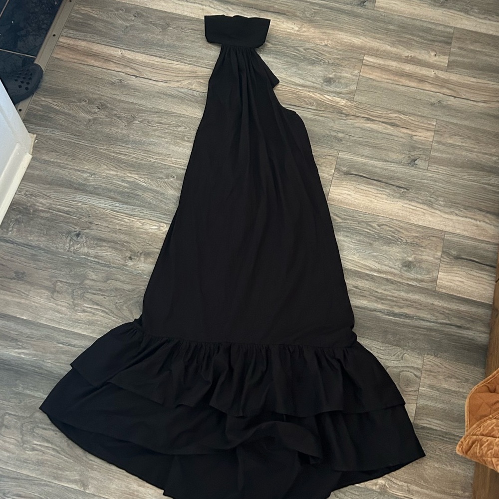 Mercedez campuzano black thick tie halter maxi dress size small